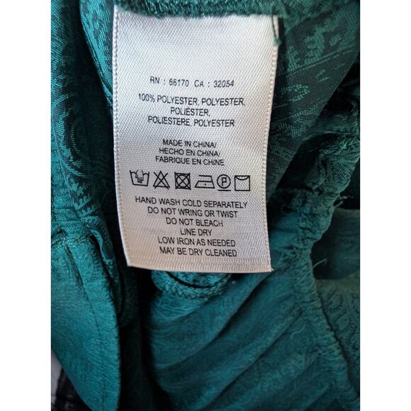 Anthropologie Meave Womens Almeria Green Paisley Blouse Sz S Faux Wrap Emerald - Picture 6 of 7